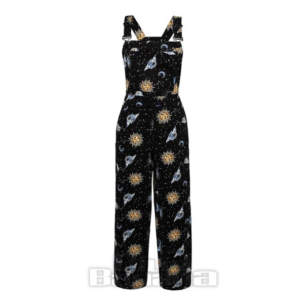 Hell Bunny Solaris Dungarees (Black) | Alternative Clothing