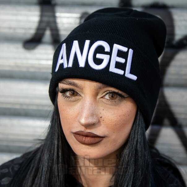 Angel Beanie Hat, Black Gothic Headwear | Blue Banana UK