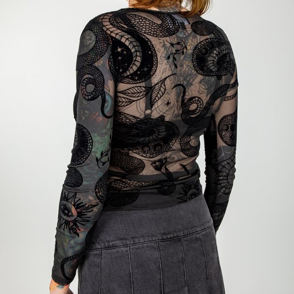 Hell Bunny Snake Charmer Mesh Top (Black) | Blue Banana
