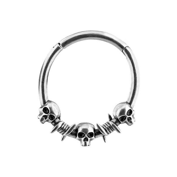 Blue Banana Surgical Steel Skulls Clicker (Silver/Copper) | Body Piercing Jewellery