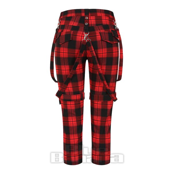 Banned Nocturne Buckle Trousers (Black/Red) | Alternative Fashion, Goth Clothing