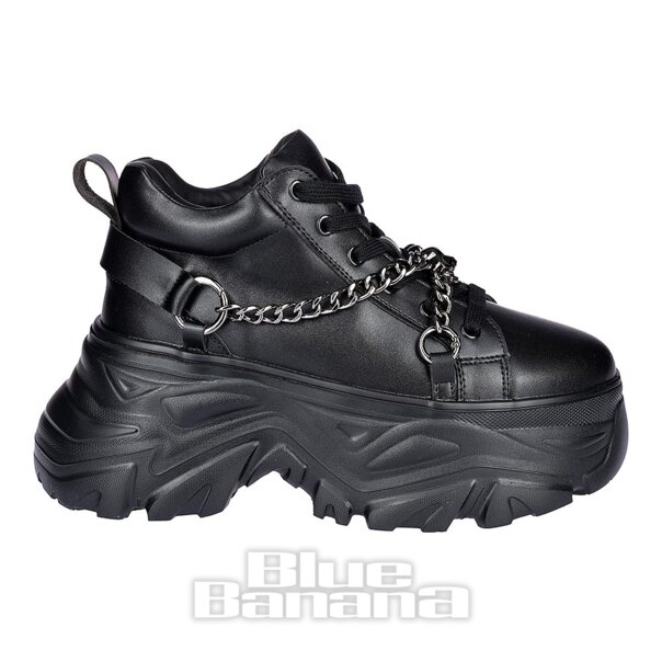 Bleeding Heart Skull Chain Trainers (Black) | Alternative Accessories
