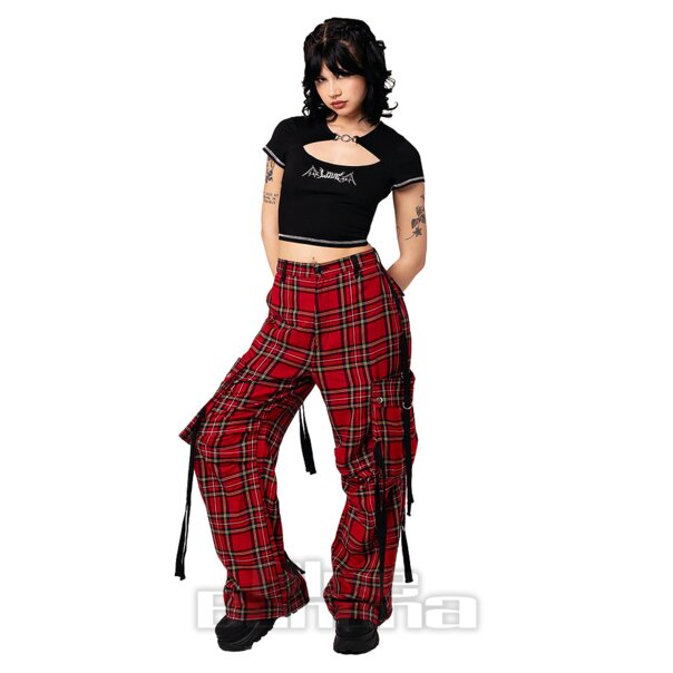 Hell Bunny Nihilist Trousers (Red) | Blue Banana