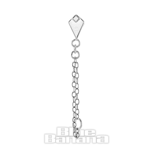 Blaue Banane, poliertes Titan-Diamantkette, fadenloses Labret (Silber) | Körperpiercing-Schmuck