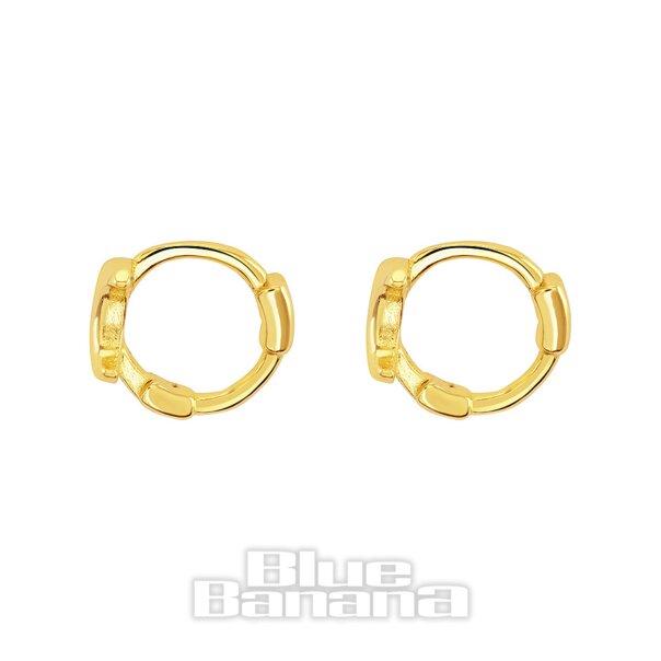 Blue Banana Sterling Gold Moon Clicker Hoops | Blue Banana
