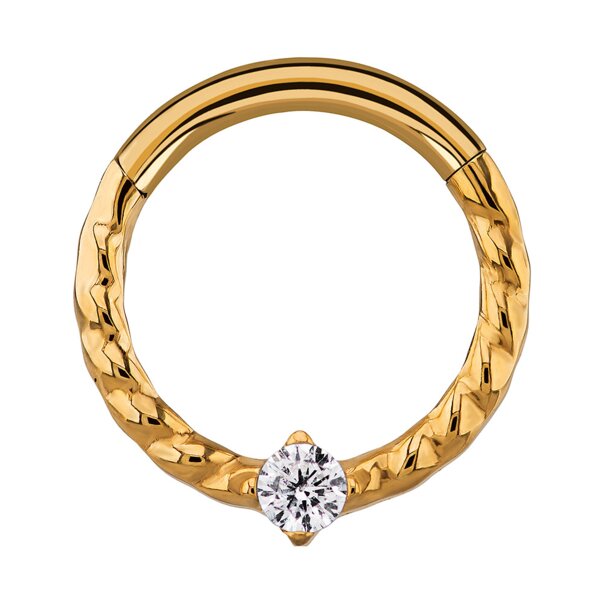 Anello a segmento con cerniera Blue Banana Twist 1.2 (oro/cristallo) | Gioielli da piercing