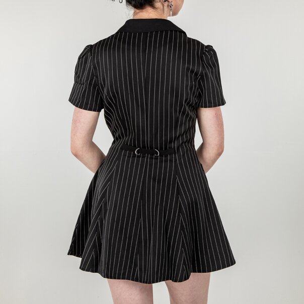 Banned X Blue Banana Pinstripe Core Dress (Black) | Gothic Mini Dress