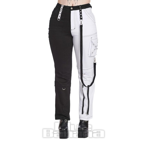 Banned Azrael Half & Half Trousers (Black/White) | Blue Banana
