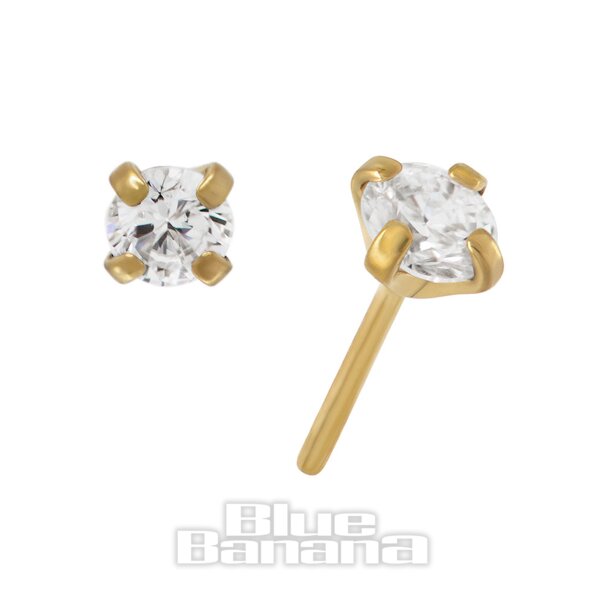 Piercing Blue Banana Plasma Gold Lab Diamond de 2,5 mm sin rosca (dorado) | Blue Banana Piercing