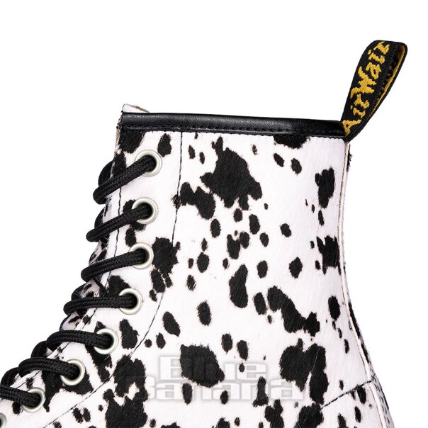 Dr Martens 1460 Bex Dalmatian Hair-On Leather Boots (Black/Cream) | Dr Martens Boots