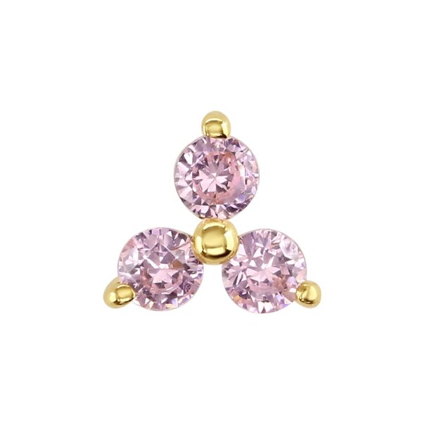 Blue Banana 14K Gold Cubic Zirconia Triangle Threadless Top (Pink)| Body Piercing Jewellery