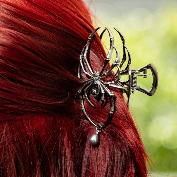 Blue Banana Spider & Pearl Hair Clip (Black) | Blue Banana