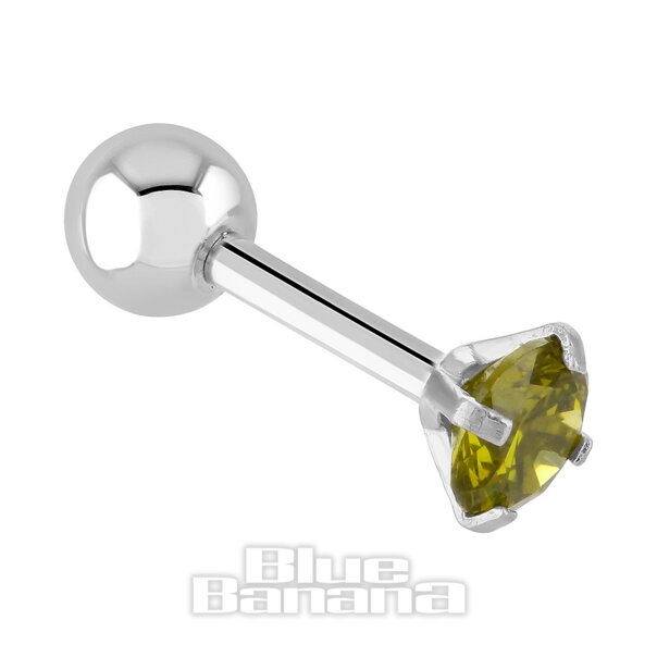 Chirurgenstahl Gem 1.2 x 6mm Tragus Stab (Bernstein)