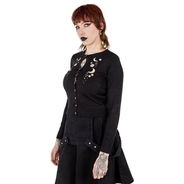 Banned Heritage Moon Cardigan (Black) | Alternative Knits | Autumn Fashion