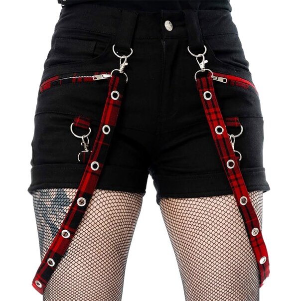 Heartless Honora Shorts (Schwarz/Rot) | Alternative Kleidung