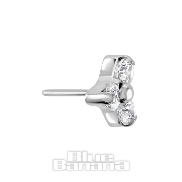 Blue Banana Polished Titanium 5mm Trio Cubic Zirconia Stone Threadless Top (Clear)| Body Piercing Jewellery