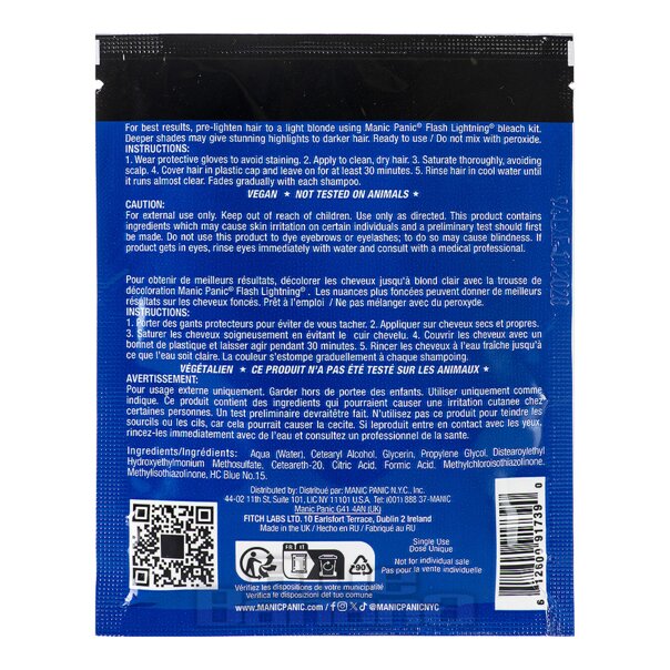 Tinte capilar Blue Banana de fórmula clásica en crema Manic Panic High Voltage (azul rockabilly)