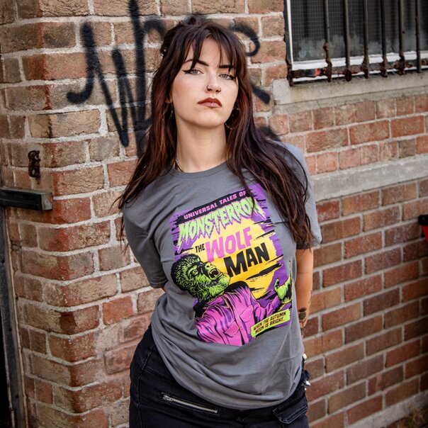 Wolfman Monster T-Shirt (Grau) | Horror-Grafik-T-Shirts