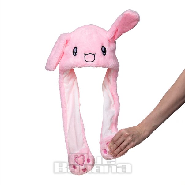 Chapeau d’oreille mobile de lapin banane bleue (rose) | Banane bleue
