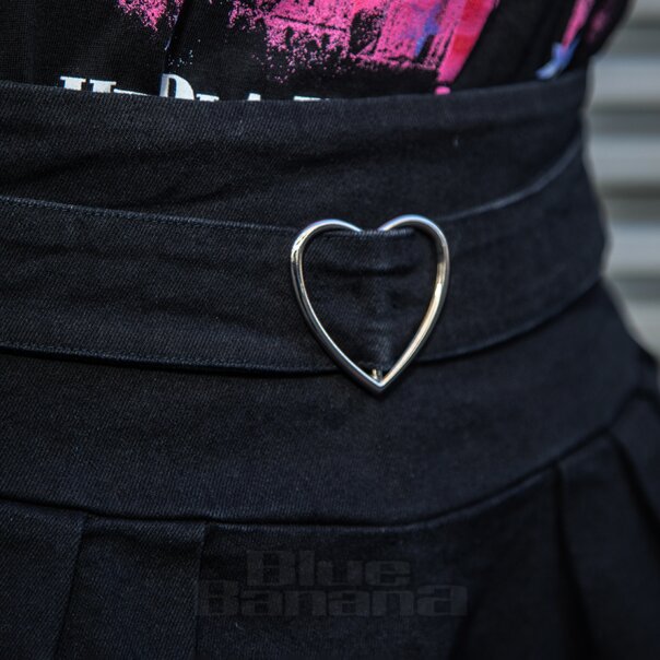 Jawbreaker Hebilla De Corazón Falda Plisada (Negro) | Blue Banana
