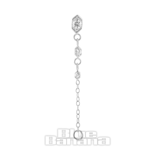 Blaue Banane, poliertes Titan, 1,2 x 8 mm, dreifache Edelsteinkette, fadenloses Labret (Silber) | Körperpiercing-Schmuck