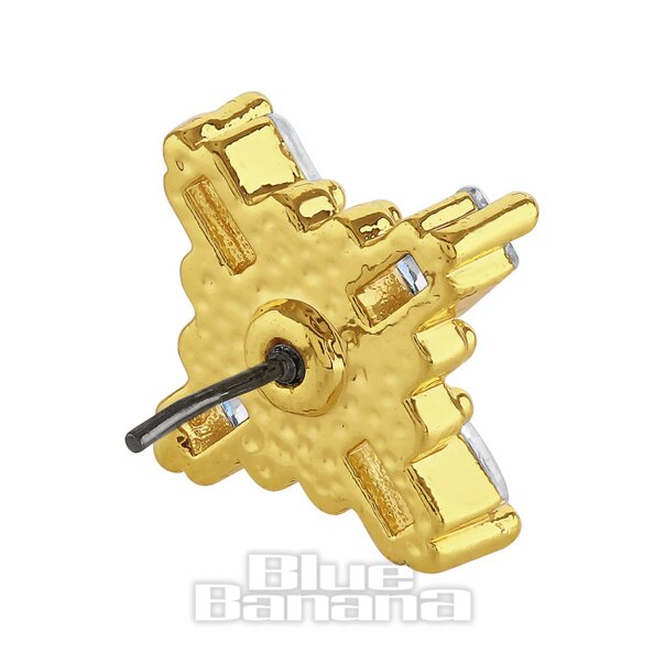 Blue Banana Poliertes Titan, 1,2 X 8 Mm, Kreuz-Edelstein Fadenloses Labret (Gold) | Blue Banana