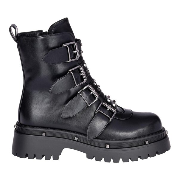 Bleeding Heart Buckle Boots (Black) | Alternative Footwear