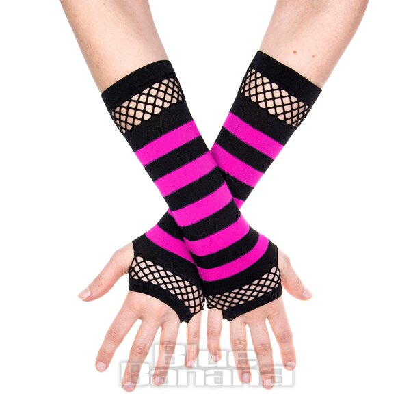 Blaue Bananenstreifen-Handschuhe (Pink-Schwarz) | Blaue Banane