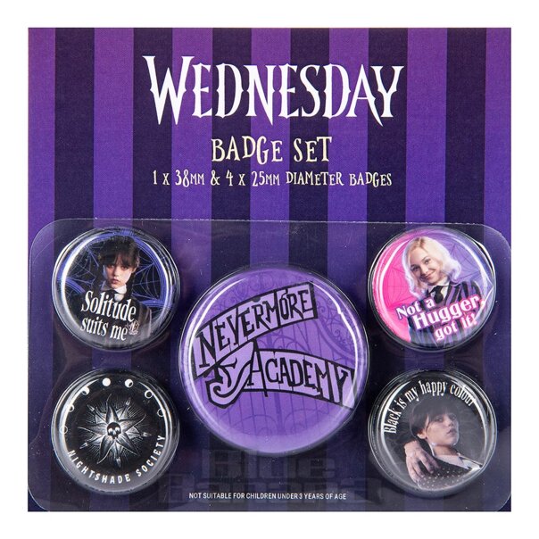 Wednesday Addams Assorted Badges Pack (Multicoloured) | Blue Banana