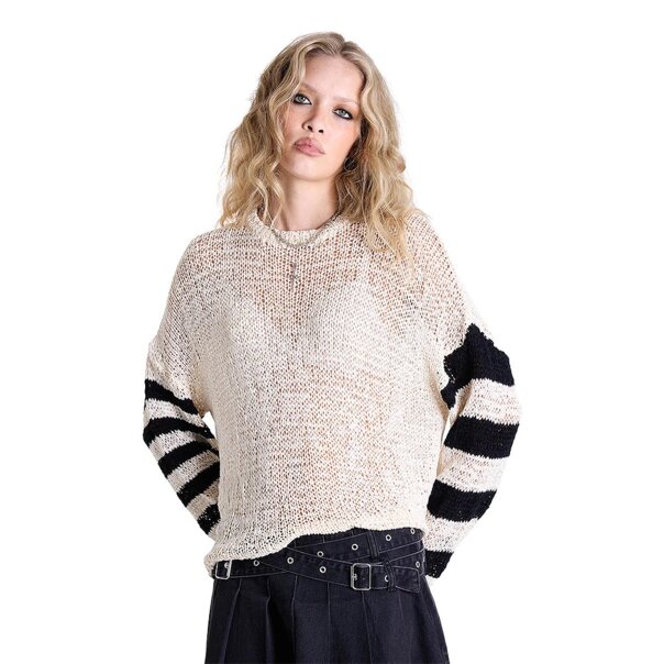 Maglia a maniche lunghe Ragged Priest Sting (crema/nero) | Moda alternativa