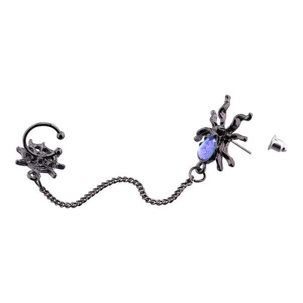 Ohrring mit Spinnennetz-Kette (Schwarz) | Alternative Mode, Gothic-Kleidung