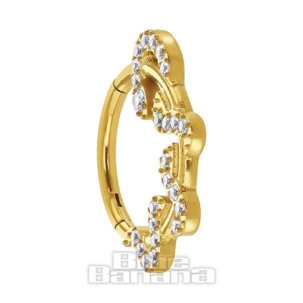 Blue Banana Plasma Gold 1.0 x 10mm Snake Hinged Segment Ring | Piercing Hoop