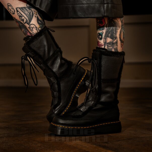 Dr Martens Fausse Fourrure Buzz Bottes (Noir) | Blue Banana