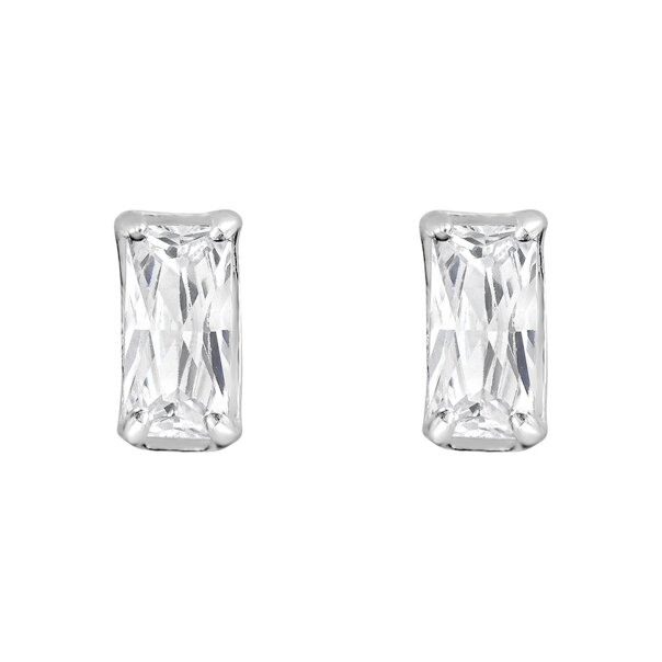 Blaue Banane Silber Rechteck Kristall Ohrstecker (Silber) | Körperpiercing Schmuck