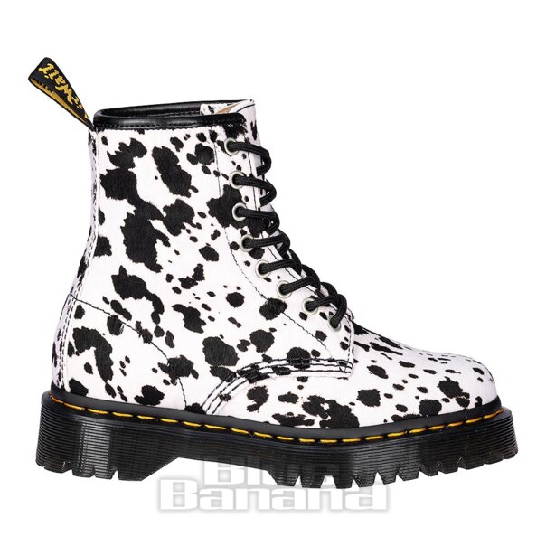 Dr Martens 1460 Bex Dalmatian Hair-On Leather Boots (Black/Cream) | Dr Martens Boots