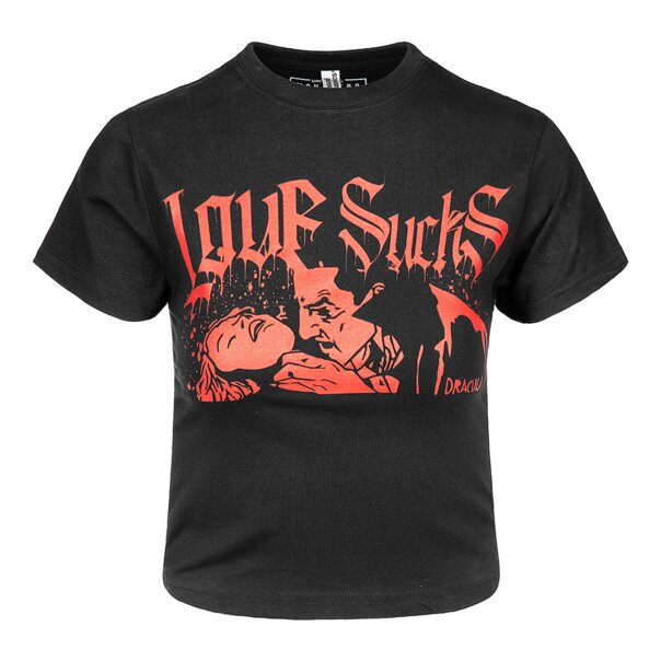 Dracula Love Sucks Crop T-Shirt (Black) | Horror Graphic Tees