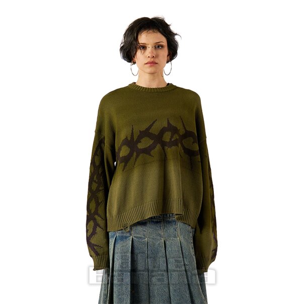 Der zerlumpte Priester-Kronenpullover (Grün) | Blaue Banane