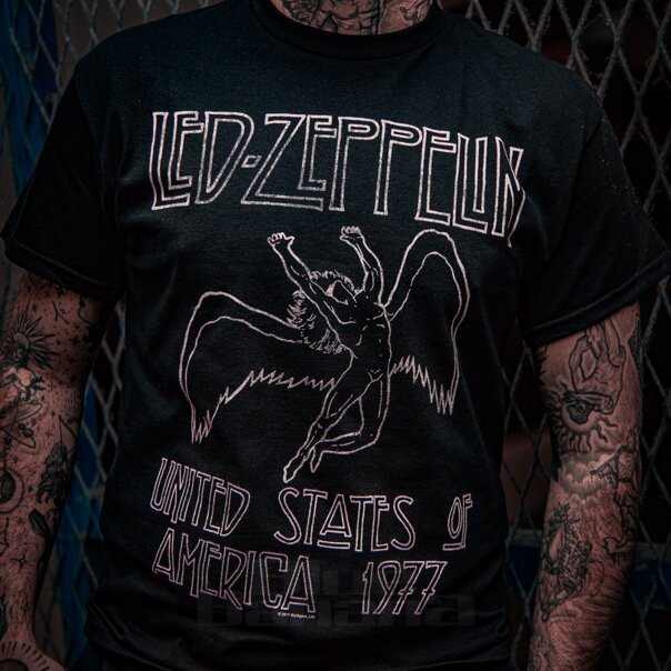 Led Zeppelin US 77 T Shirt (Schwarz) | Band-Merchandise DE