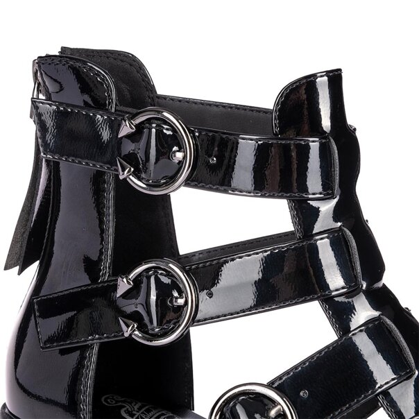 Bleeding Heart Patent Strap Sandals (Black) | Alternative Footwear