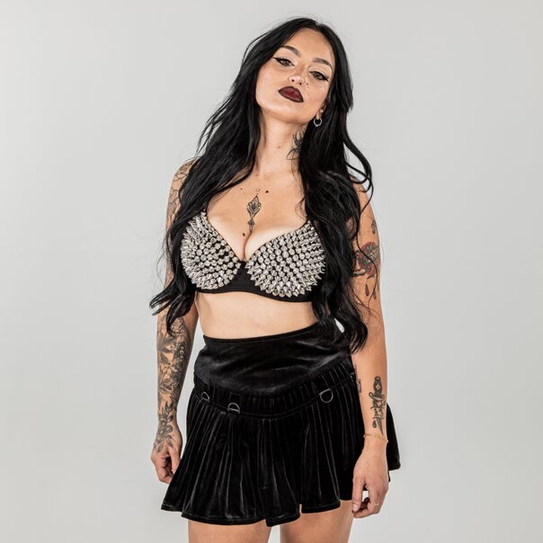 Poizon Industries Cone Spike Studded Bra Top, Alternative Clothing