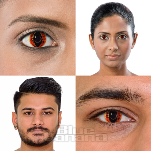 Auge von Sauron – 90 Tage wiederverwendbare rot-gelbe farbige Kontaktlinsen, Coloured Contacts UK