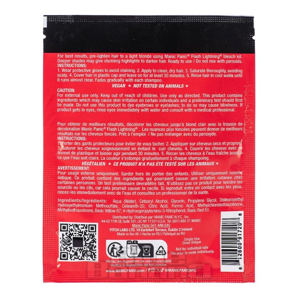 Tinte capilar Blue Banana de fórmula clásica en crema Manic Panic High Voltage (rojo Pillarbox)