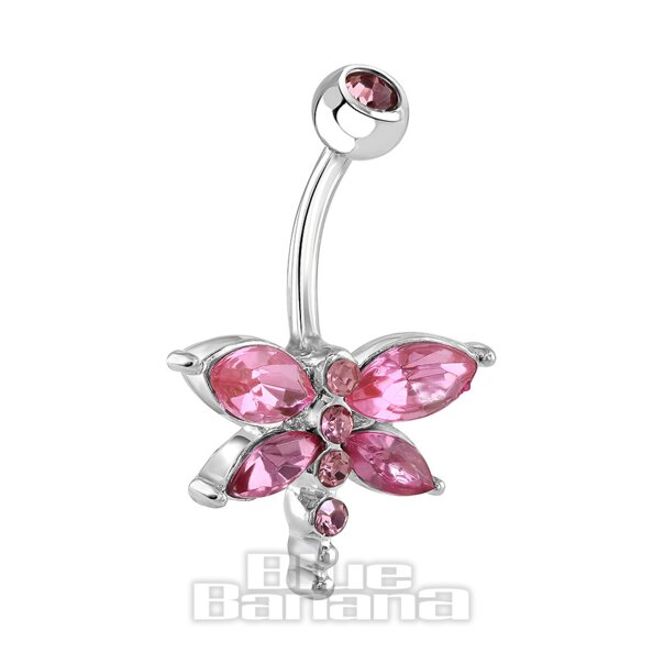 Blue Banana Piercing Nombril Libellule Acier Chirurgical 1.6mm (Rose Clair)