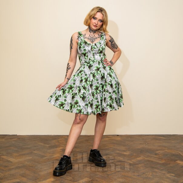 Hearts & Roses Isabella Pear Dress (Green/White) | Alternative Fashion, Goth Clothing