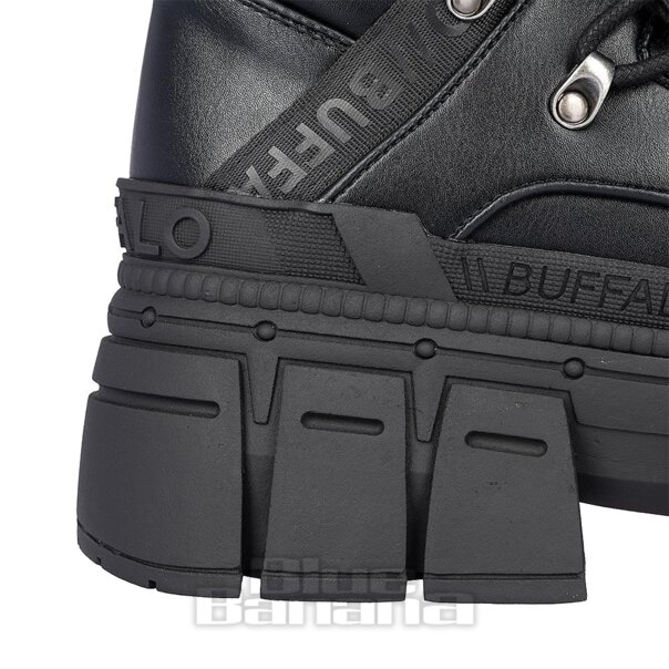 Buffalo Gospher Mid Boot (Black) | Alternative Platform Boots