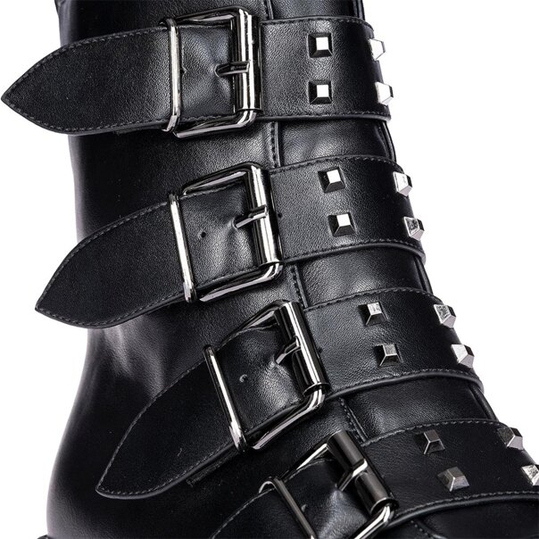 Bleeding Heart Buckle Boots (Black) | Alternative Footwear