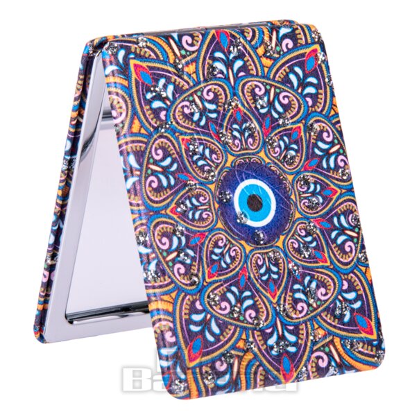 Specchio da trucco compatto pieghevole (Mandala Eye Orange) | Lenti a contatto colorate