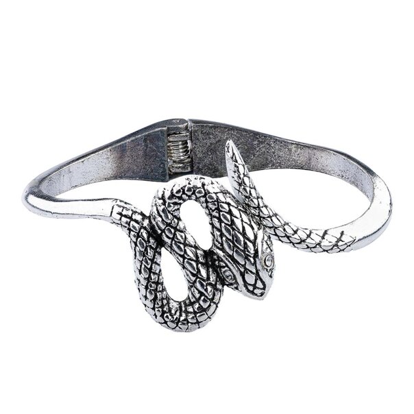 Armband aus Stahl mit Schlangenverschluss und blauer Bananenform (Silber) | Alternative Accessoires