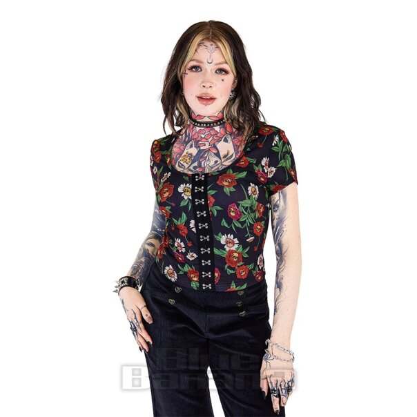 Jawbreaker Flower Skull Top (Black) | Blue Banana