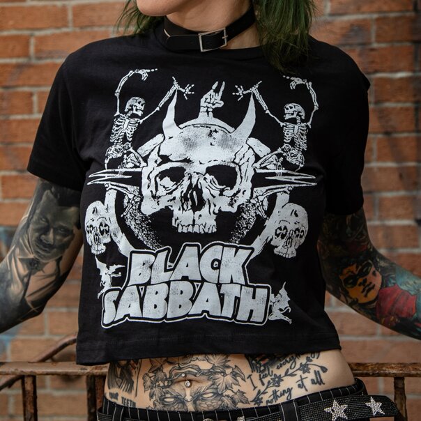 Black Sabbath Dancing Ladies Crop T-Shirt (Black) | Cropped Band Tees